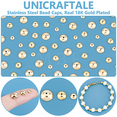 180Pcs 3 Styles 304 Stainless Steel Bead Caps STAS-UN0058-03-1