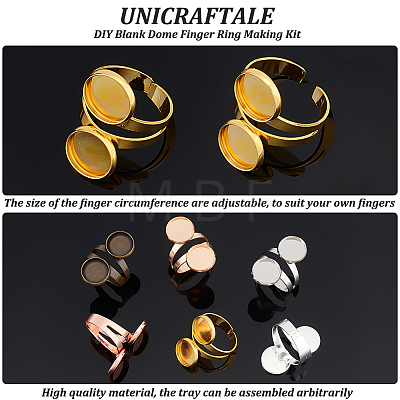 Unicraftale DIY Blank Dome Finger Ring Making Kit DIY-UN0004-12A-1