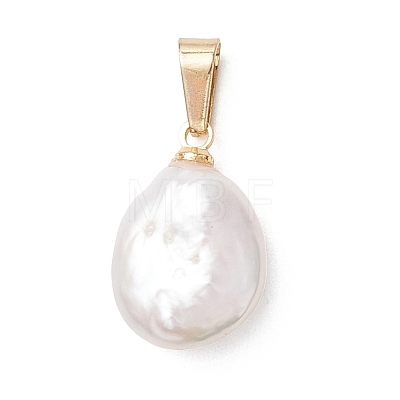 Natural Keshi Pearl Pendants with 304 Stainless Steel Snap on Bails PALLOY-JF05102-1