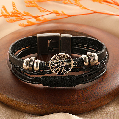 Leather Multi-strand Bracelets PW-WG28847-01-1