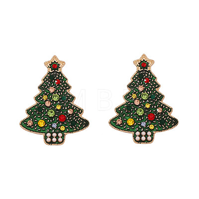 Christmas Tree  Alloy Enamel Stud Earrings FS-WG53A5C-01-1