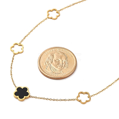 Ion Plating(IP) 304 Stainless Steel & Plastic Flower Pendant Necklaces for Women NJEW-P320-02G-03-1