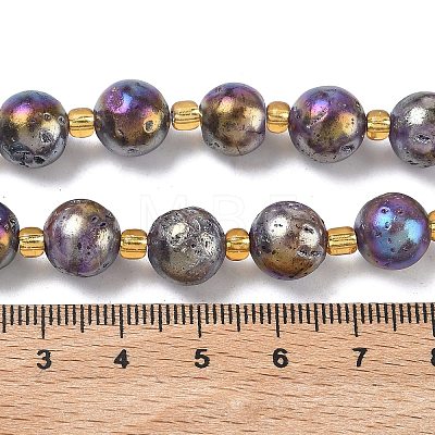 Electroplated Natural Druzy Geode Crystal Beads Strands G-G459-02K-1
