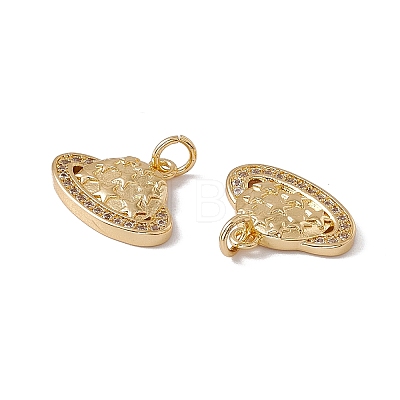 Brass Micro Pave Clear Cubic Zirconia Charms KK-G439-30G-1