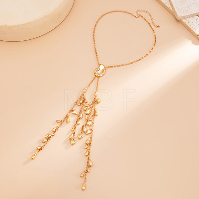 Adjustable Alloy & Iron & CCB Plastic Teardrop Tassel Lariat Necklaces for Women WG708EF-01-1