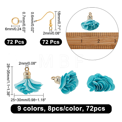 CHGCRAFT DIY Cloth Flower Drop Earring Making Kits DIY-CA0004-13-1
