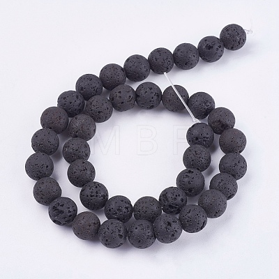 Natural Lava Rock Stone Bead Strands X-G-R193-18-10mm-1