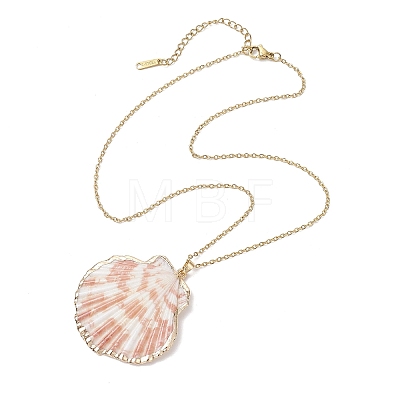 12Pcs 12 Styles Electroplated Natural Mixed Shell Pendant Necklaces NJEW-JN05212-1