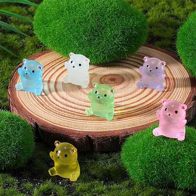 30pcs 5 colors Bear Luminous Resin Display Decorations DJEW-SZ0001-10-1