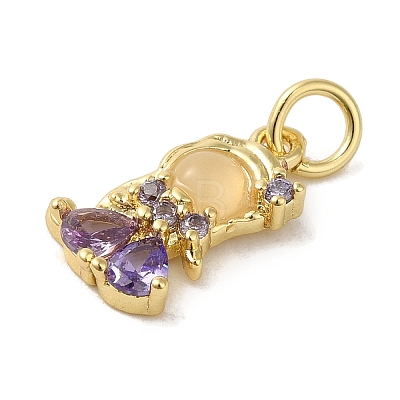 Brass Micro Pave Colorful Cubic Zirconia Glass Pendants X-KK-R162-026D-G-1