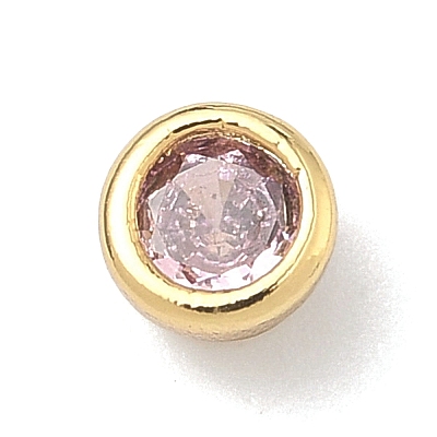 Flat Round Brass Micro Pave Cubic Zirconia Cabochons KK-P345-13G-A-1