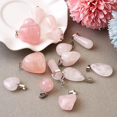 Heart Gemstone Pendants G-TA0001-19-1