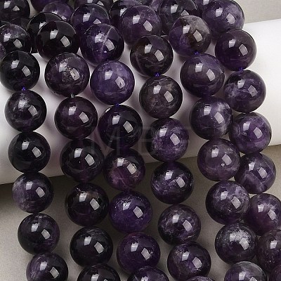 Natural Amethyst Round Bead Strands G-L170-12mm-02-1