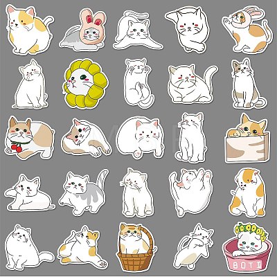 50Pcs Cat PET Waterproof Stickers PW-WG45CF9-01-1