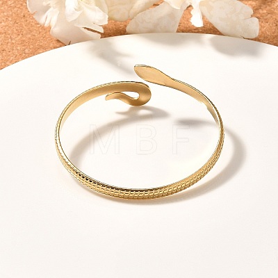 Ion Plating(IP) 304 Stainless Steel Snake Open Cuff Bangles BJEW-L682-011G-1