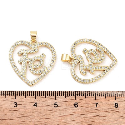 Rack Plating Brass Micro Pave Clear Cubic Zirconia Pendants KK-Z064-20G-1