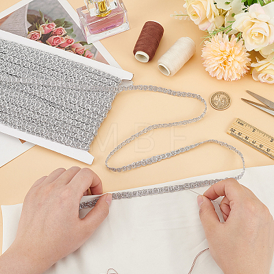 Polyester Braided Metallic Lace Trim SRIB-WH0011-180D-02-1