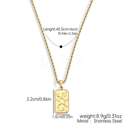 304 Stainless Steel Tarot Card Pendant Necklaces WG777F6-03-1