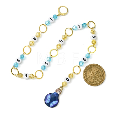 Bulb Alloy Enamel Pendant & Acrylic Number Knitting Row Counter Chains HJEW-JM01755-1