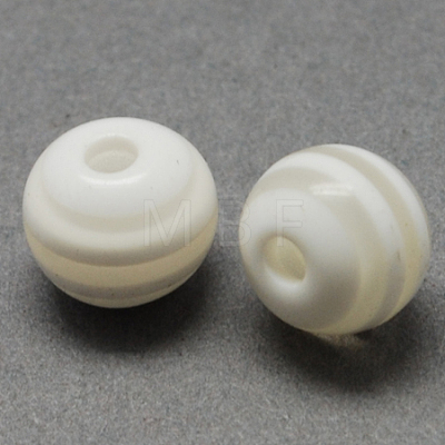 Round Striped Resin Beads RESI-R158-8mm-09-1