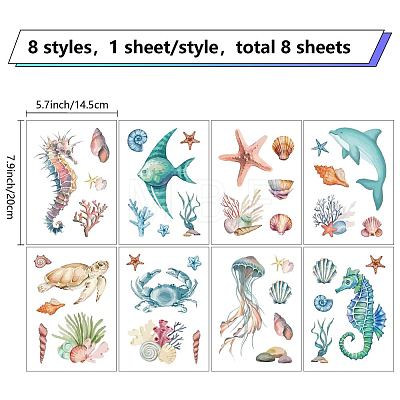 8 Sheets 8 Styles PVC Waterproof Wall Stickers DIY-WH0345-172-1