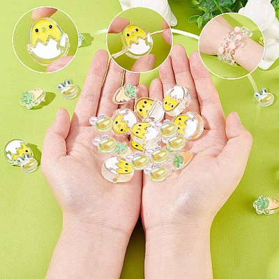 30Pcs 3 Style Transparent Acrylic Enamel Beads OACR-SC0001-13-1