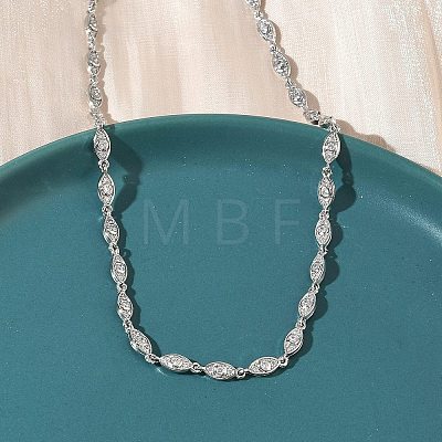 Brass Micro Pave Clear Cubic Zirconia Eye Link Chain Necklaces NJEW-G183-07P-1