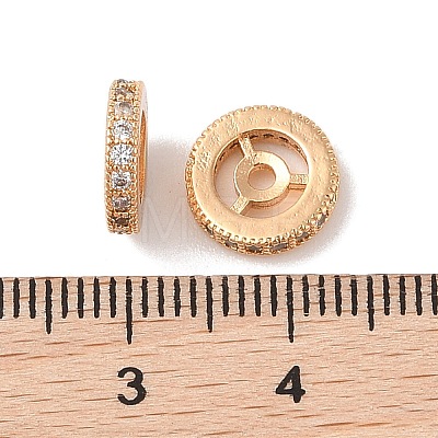 Brass Micro Pave Clear Cubic Zirconia Beads KK-B100-055A-G-1