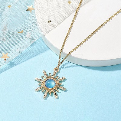 Alloy Resin Sun Pendant Necklaces NJEW-JN04816-1