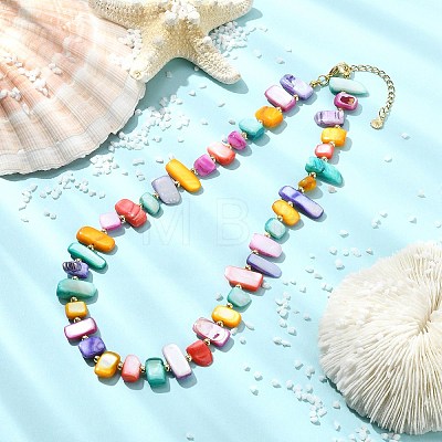 Ocean Natural Freshwater Shell Nuggets Beaded Necklaces NJEW-JN06281-1