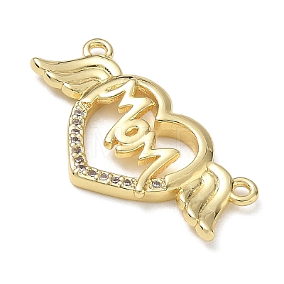 Mother's Day Brass Micro Pave Cubic Zirconia Connector Charms CU-CBAC7ED-01B-G-1