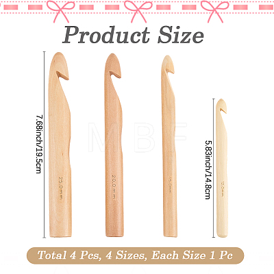 4Pcs 4 Styles Bamboo Crochet Hooks DIY-CL0002-62B-1