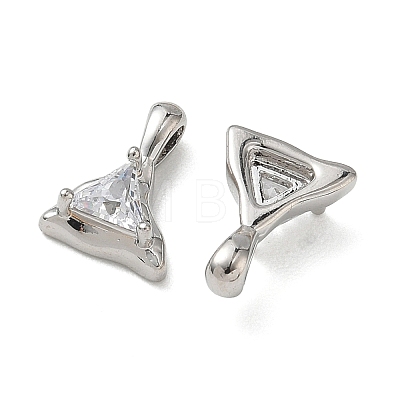 Brass Micro Pave Clear Cubic Zirconia Pendants KK-C259-01P-1