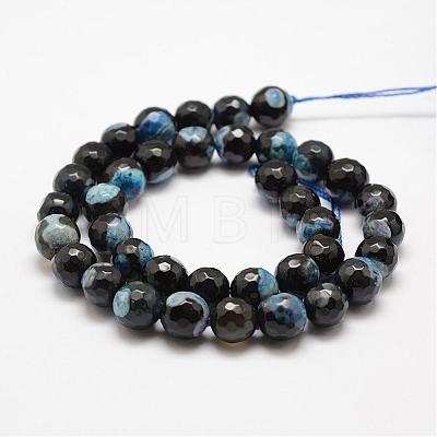 Faceted Natural Fire Crackle Agate Beads Strands G-F447-10mm-A14-1
