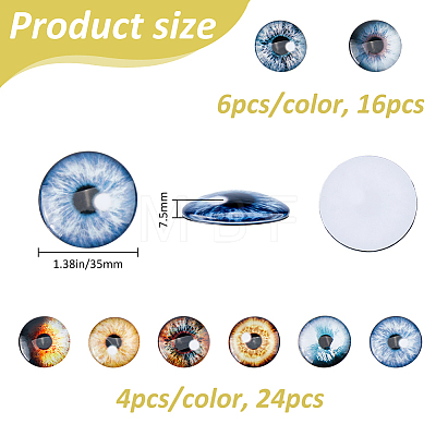 32Pcs 8 Colors Glass Cabochons GLAA-FH0001-92-1