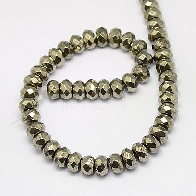 Natural Pyrite Beads Strands G-L051-10X6mm-01-1