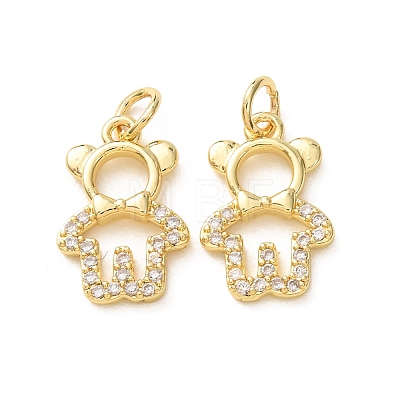 Brass Micro Pave Clear Cubic Zirconia Pendants CU-E003-18G-01-1