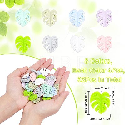 32Pcs 8 Colors Food Grade Eco-Friendly Silicone Beads FIND-CA0006-70-1