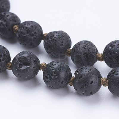 Natural Lava Rock Beaded Necklaces NJEW-P202-36-A18-1