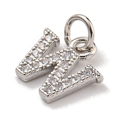 Initial Letter Brass with Cubic Zirconia Charms LS-KK-Q814-26W-P-1