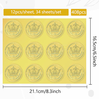 34 Sheets Self Adhesive Gold Foil Embossed Stickers DIY-WH0509-016-1