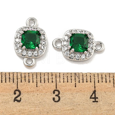 Brass Pave Clear & Green Cubic Zirconia Connector Charms KK-P275-47P-1
