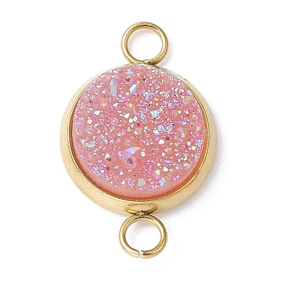 Resin Imitation Druzy Agate Connector Charms PALLOY-JF02189-01-1