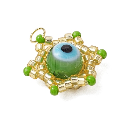 Beaded Star Eye Charms PALLOY-MZ00575-03-1