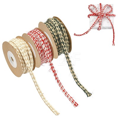 3 Rolls 3 Colors Braided Jute Twine OCOR-CJ0004-13-1