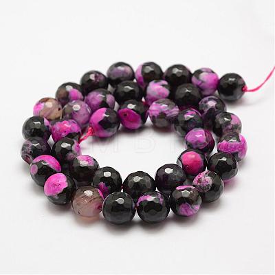 Faceted Natural Fire Crackle Agate Beads Strands G-F447-10mm-A08-1