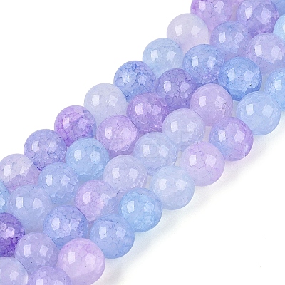 Ombre Effect Dyed Crackle Glass Beads Strands GLAA-Q106-01A-B24-1