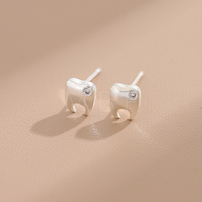Brass & Rhinestone Stud Earrings WGEF0FC-01-1