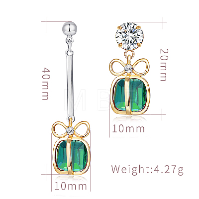 Brass Micro Pave Cubic Zirconia Dangle Stud Earrings EJEW-EE0004-35GP-03-1