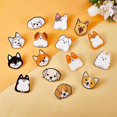 16 Pieces Acrylic Dog Brooch Pins Set JBR112A-1